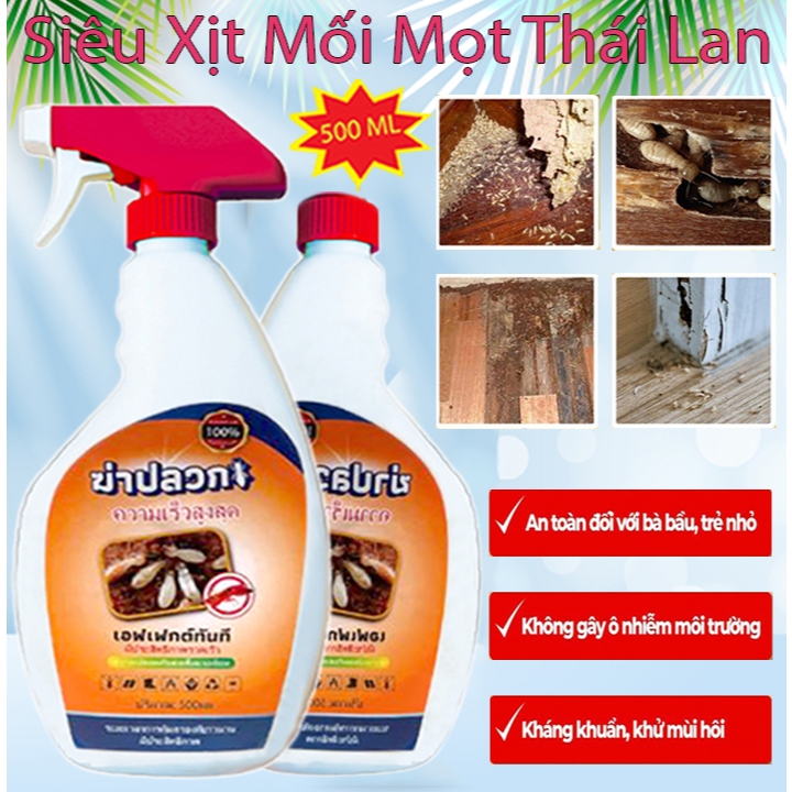 Chai Xịt Diệt Mối Mọt THÁI LAN GECKO 500ml, Diệt Mối Cửa Gỗ, Sàn Gỗ, Tủ Quần Áo, Tủ Bếp, Tường Trần Nhà