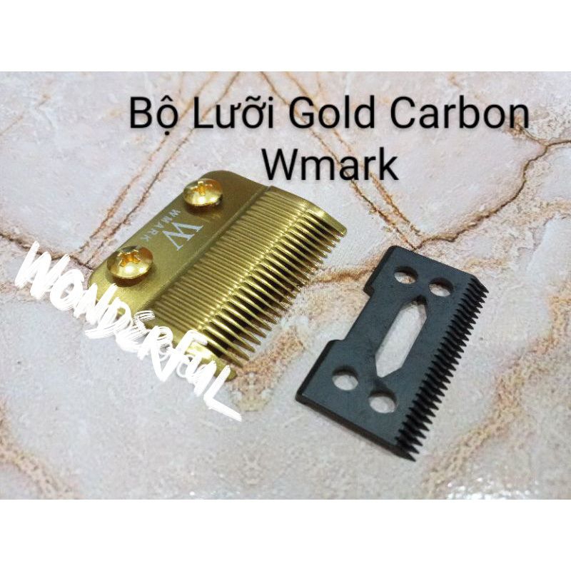 Lưỡi Sứ Carbon Wmark Gold Cho Tông Đơ Kemei. Bộ Lưỡi Đơn Sứ Carbon Cao Cấp Cho Tông Đơ Pin. (Ảnh thậ
