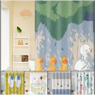 Rèm phòng tắm 3D cao cấp chất liệu POLYESTER không thấm nước- Mẫu 3D chân nam châm dễ thương (180cm X 180cm)