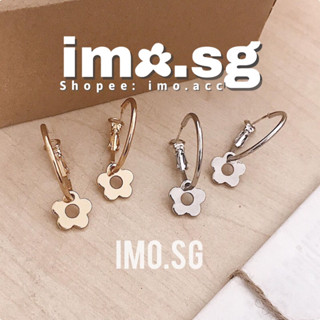  Bông tai nữ tròn móc hoa 5 cánh imo.sg kim bạc 925 nhỏ nhắn xinh xắn sang xịn độc lạ cá tính hàn 