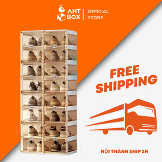 Tủ Nhựa Để Giày Antbox, Kệ Để Giày Gấp Gọn, Giá Đựng Giày Đa Năng Chống Ẩm và Bụi Độ Bền Cao