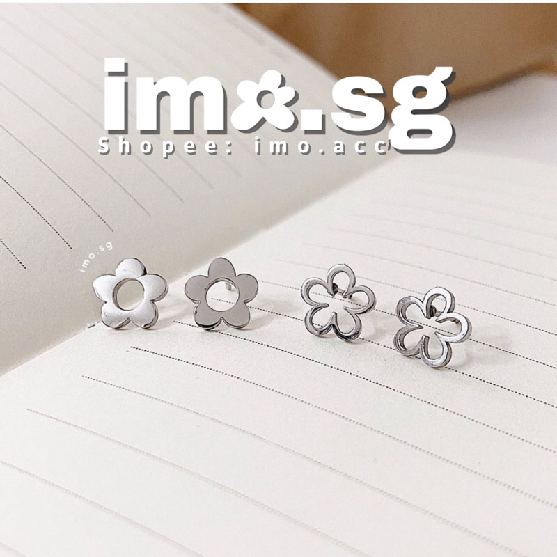 Bông tai thép không gỉ bông hoa daisy tròn 5 cánh basic - Hàn Quốc style - ulzzang style