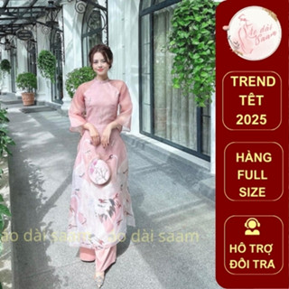 Áo dài cách tân hồng hạc thiết kế Linn Design, áo dài saam may sẵn chất liệu voan tơ 4 tà sang trọng