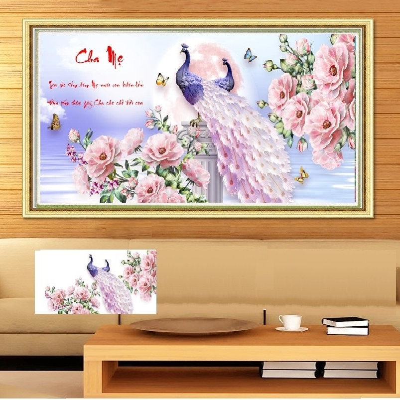Tranh đính đá cha mẹ VS266 (100 x 55 cm)