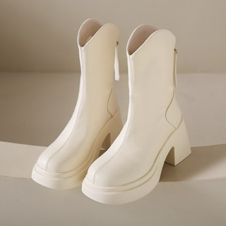  Giày nữ giày bốt nữ cổ V đế cao xinh xắn cá tính 