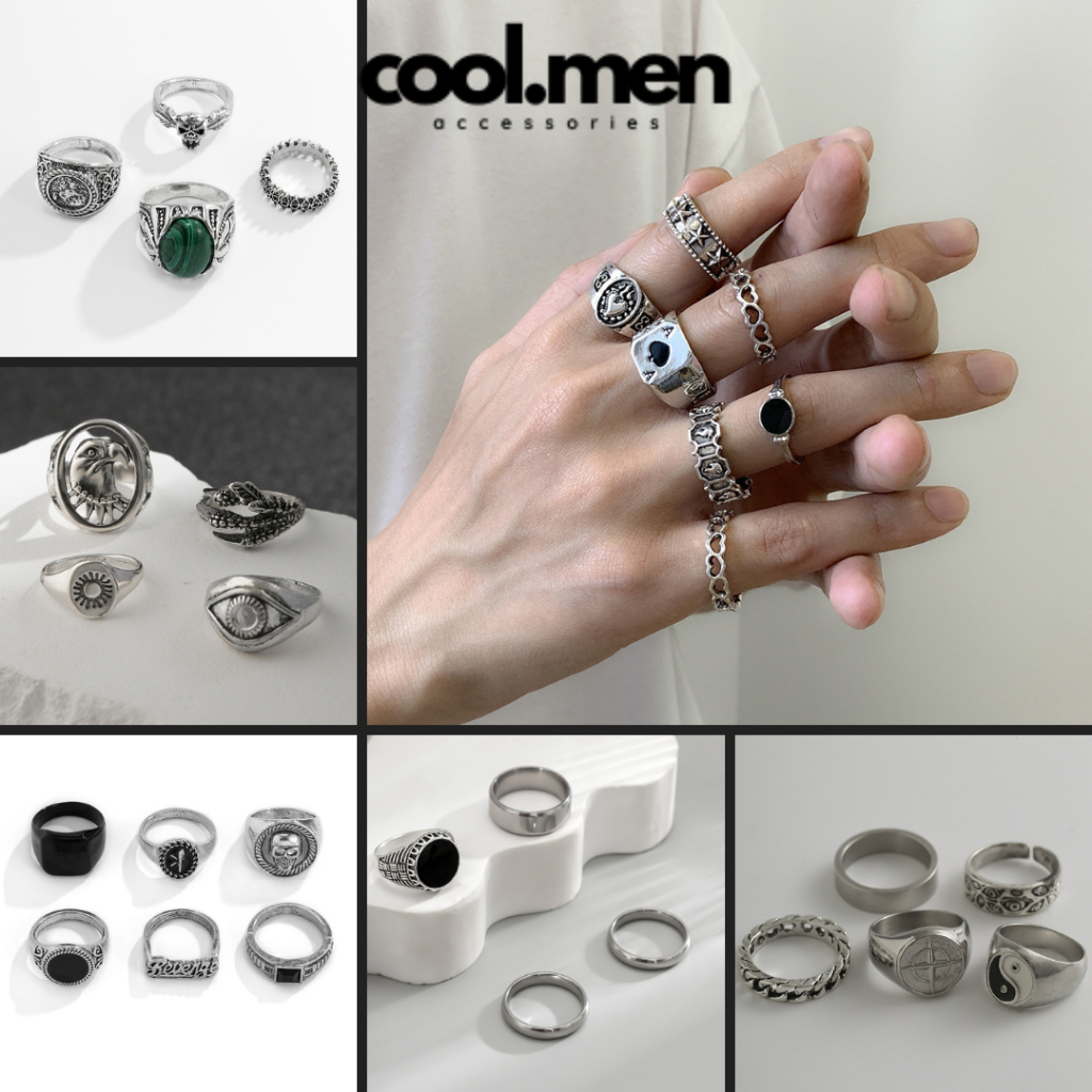 Nhẫn SET Nam Bộ Nhẫn Nam Nữ Thiết Kế Thời Trang Phong Cách Cổ Điển Âu Mỹ Coolmen - Tổng hợp bộ nhẫn SET- Combo Nhẫn Nam
