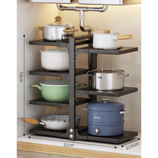 Kệ nồi chảo nhà bếp đa năng đựng xoong nồi vung gầm bếp tiện lợi có thể tuỳ chỉnh chiều cao các tầng
