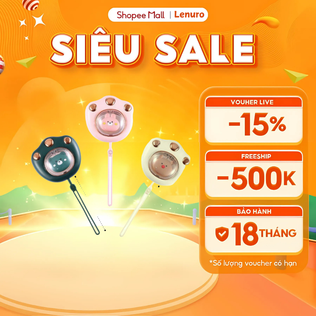 Máy sưởi MEGUN Cầm Tay Đa Năng Hình Chân Mèo Dễ Thương, Pin Sạc 2400mah 4 Tiếng Sử Dụng - S51