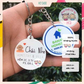 Móc khoá Mica chống nước (không phải mica trong suốt) in ảnh logo 2 mặt theo yêu cầu