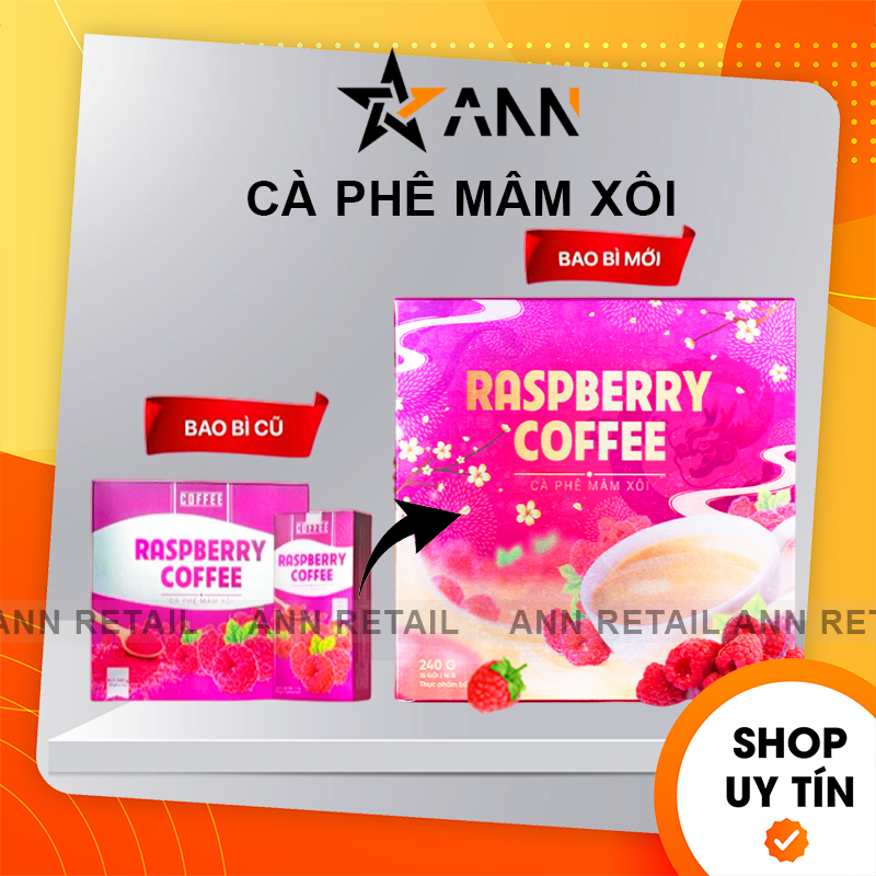 [Chính Hãng] Cà Phê Mâm Xôi Giảm Cân Raspberry Coffee 15 gói