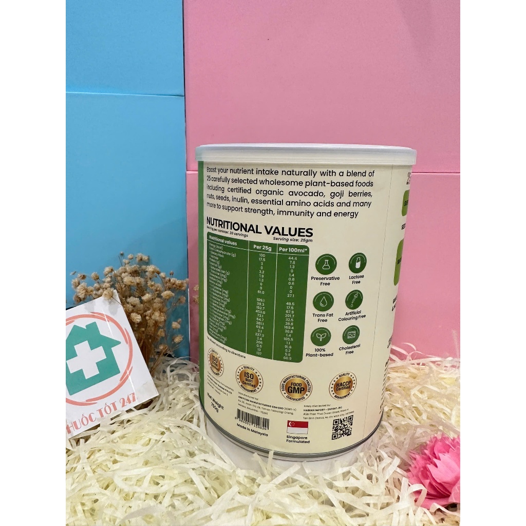 Organic Avocado - Sữa Hạt Ngũ Cốc Có Chứa BCAAs Duy Trì Sức Khỏe Khối Cơ [Lon 750g]