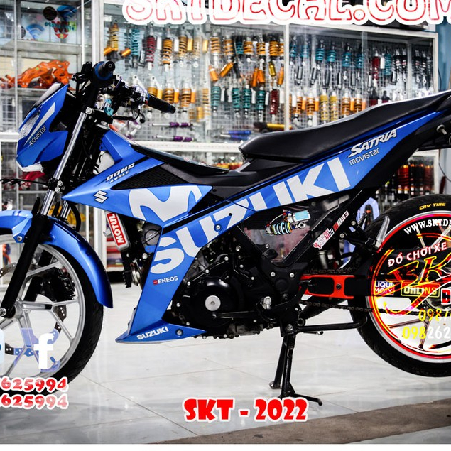 tem rời satria movistar xanh trắng