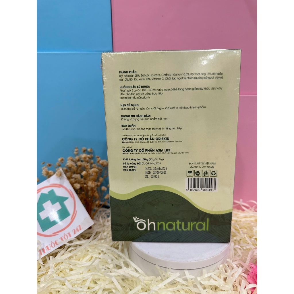 Nước Uống Detox Cải Xoăn Táo Xanh Oh Natural Hộp 42g Cải Thiện Vóc Dáng, Bổ Sung Vitamin, Cải Thiện Tình Trạng Da