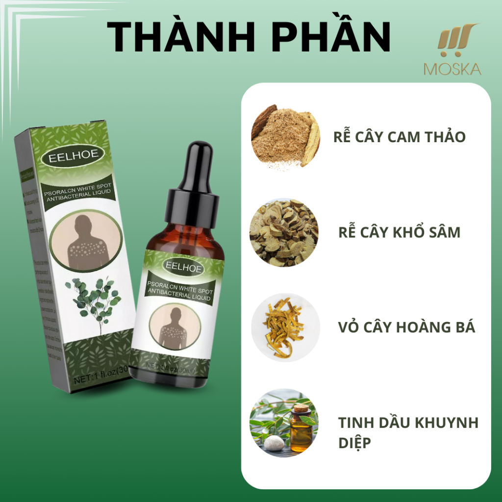 Tinh Chất Bôi Lang Ben Bạch Biến Hắc Lào EELHOE 30ml, Serum Xoá Tan Bạch Biến, Vảy Phấn Trắng, Giúp Da Sạch Khoẻ Đều Màu