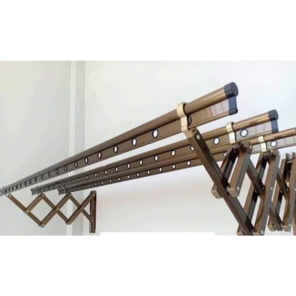 Giàn phơi xếp thông minh gắn tường Hòa Phát, dài 2m tải trọng 70kg, chất liệu hợp kim nhôm siêu bền