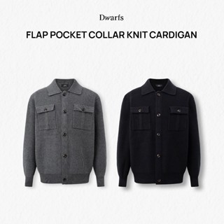 Áo cardigan len cổ bẻ có túi ngực DWARFS Flap Pocket Collar Knit Cardigan