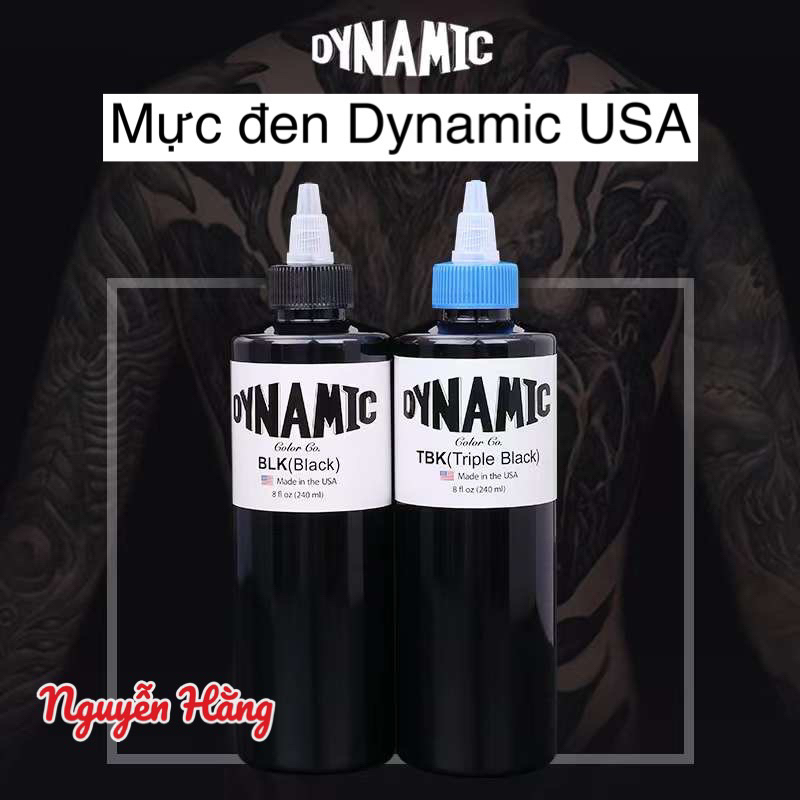 Mực xăm tattoo Dynamic Mỹ Black và Triple Black đi nét và đánh bóng 240ml
