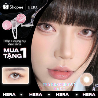  Kính Áp Tròng Hera Nâu Hồng Trà 0 - 6 Độ TEA ROSE BROWN Nhập Khẩu Hàn Quốc Lens Cận 6 Tháng 