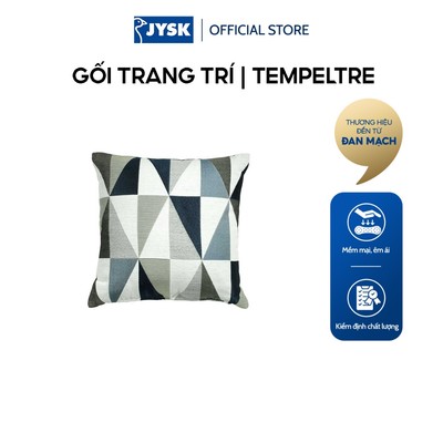 Gối trang trí | JYSK Tempeltre | polyester | xanh/xám | họa tiết | R45xD45cm