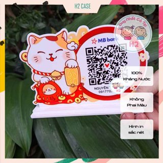 Mã QR CODE để bàn, Mica in bảng quét Qr Code mèo thần tài để bàn in Theo Yêu Cầu.