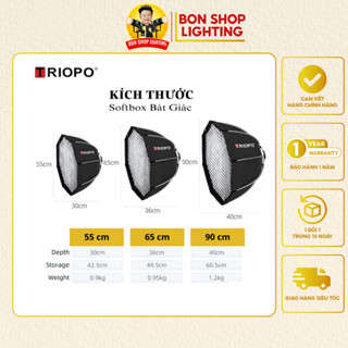 Softbox (Bát Giác) Thao Tác Nhanh TRIOPO K2 55,K2 65, K2 90 Kèm Lưới Tổ Ong Ngàm Bowen