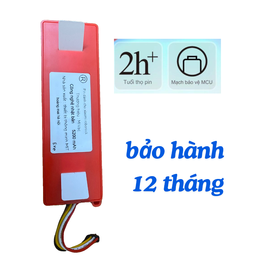 Pin Lithium thay thế cho dòng Robot xiaomi Roborock (roborock s50 ,roborock s5 max , roborock S6 ) (Công nghệ Nhật  )