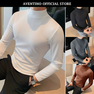 Áo Giữ Nhiệt Nam Dài Tay Chất Thun Tăm Co Giãn Form Regular Fit Cổ 3 Phân Aventino N3
