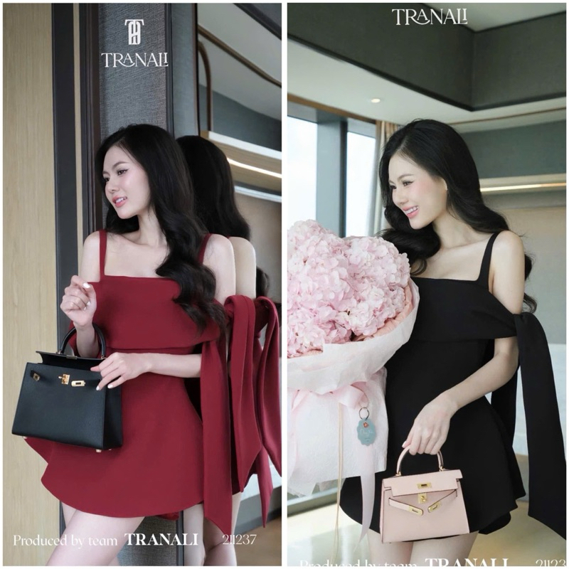 ĐẦM 2S NGỰC XẾP TUA RUA CỘT NƠ