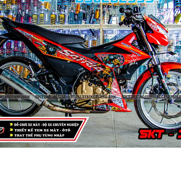 tem rời satria đỏ đen trắng gấu panda
