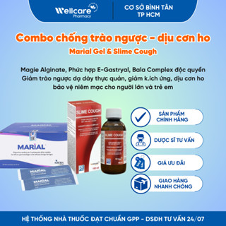 Combo chống trào ngược dịu cơn ho Marial Gói & Slime Cough - giảm trào ngược dạ dày ho do trào ngược