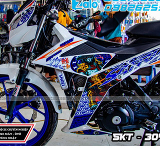 tem rời satria xanh trắng panda