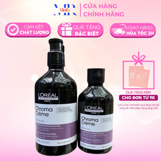 Dầu gội tím L'o.réal khử vàng tóc bạch kim Chroma Crème Purple Shampoo 500ml, giữ màu nhuộm | HAIRSHOP MINRY