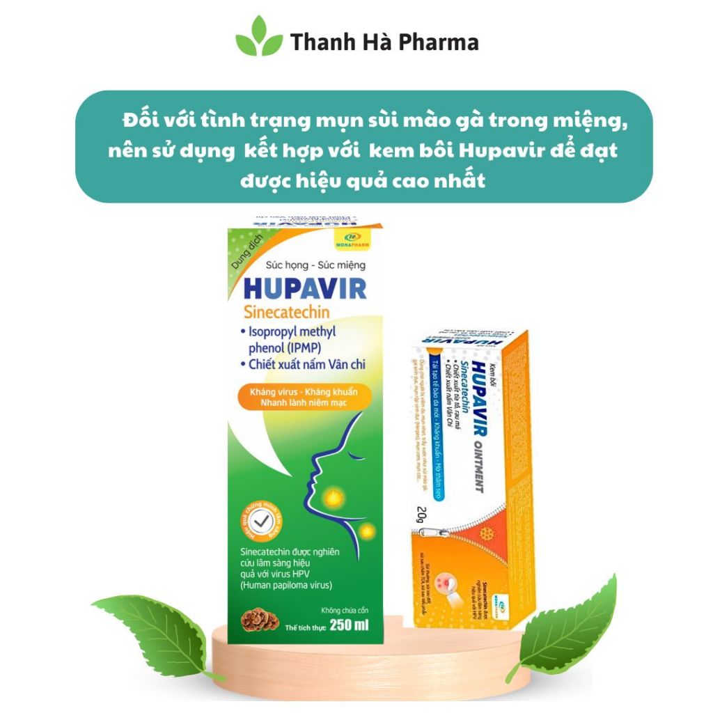 Nước súc miệng súc họng Hupavir Giảm sùi, ngăn ngừa và hỗ trợ đào thải HPV Sùi Mào Gà (che tên)