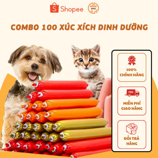COMBO 100 XÚC XÍCH, XÚC XÍCH DINH DƯỠNG CHO CHÓ MÈO 15GRAM- Thức Ăn, Bánh Thưởng Huấn Luyện Chó Mèo