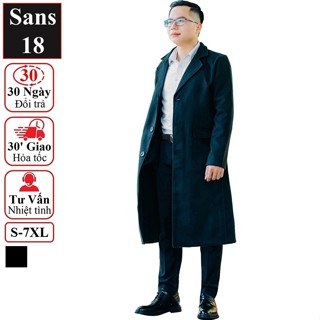 Áo blazer nam dài Sans18 bigsize 7XL 6XL 5XL 4XL khoác dạ mangto hàn quốc măng tô choàng ngoài 1 lớp trench coat man