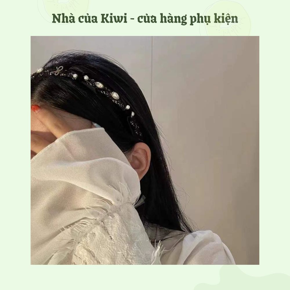 Băng đô cài tóc đính nơ đá