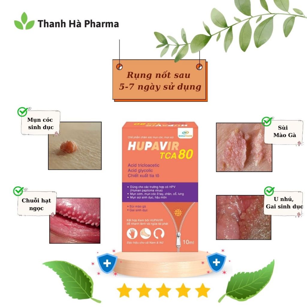 HUPAVIR TCA 80 - Loại bỏ Sùi Mào Gà, Gai Sinh duc, hạt ngọc dv sau 1 tuần sử dụng cho nam và nữ (CHE TÊN)