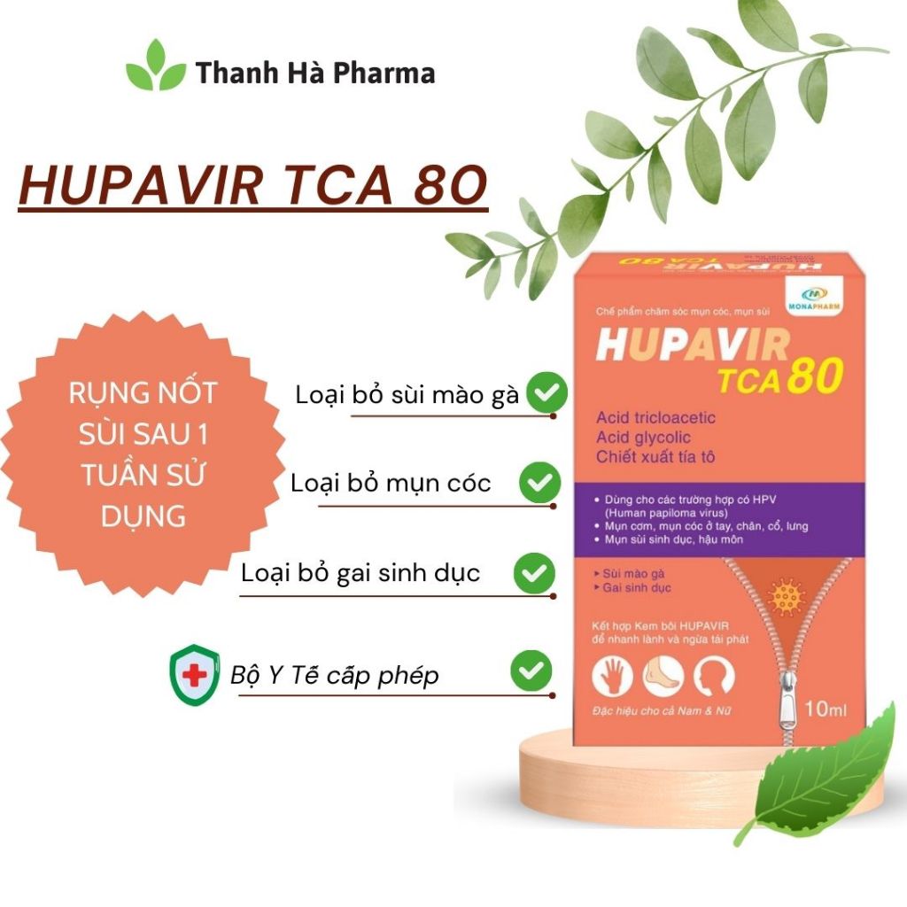 HUPAVIR TCA 80 - Loại bỏ Sùi Mào Gà, Gai Sinh duc, hạt ngọc dv sau 1 tuần sử dụng cho nam và nữ (CHE TÊN)