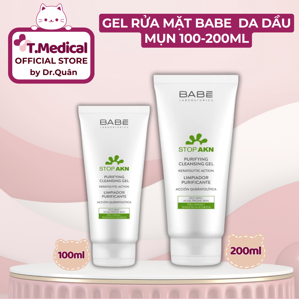 Sữa rửa mặt BaBe 100-200mL Rửa Mặt BaBe Stop Akn Purifying Cleansing dành cho da dầu mụn - DMP Derma