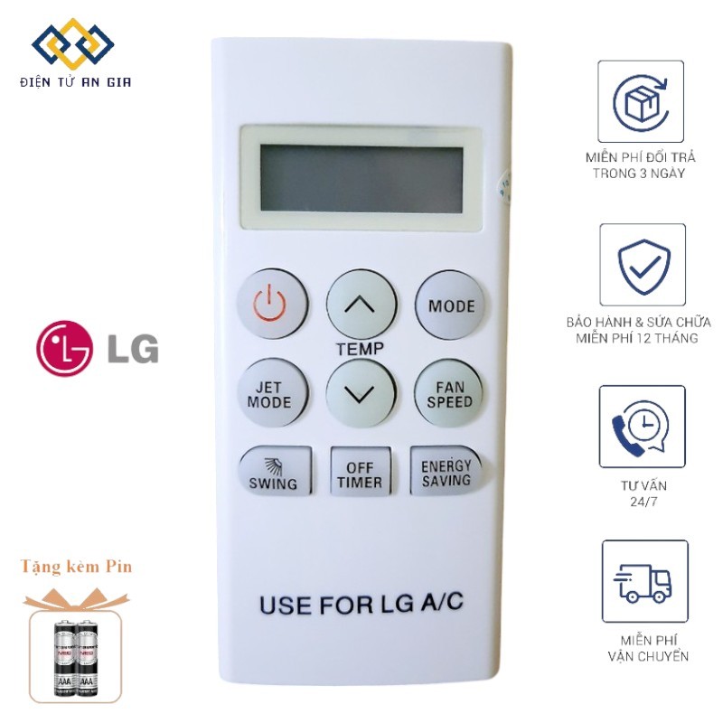 Điều khiển điều hòa LG-7 NGẮN V10 V13 V18 9000BTU 12000BTU 18000BTU 1 chiều 2 chiều Inverter - Hàng 