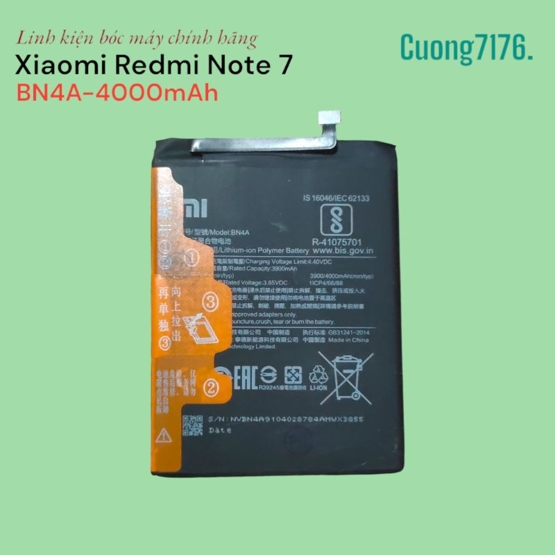 Pin Xiaomi Redmi Note 7 (BN4A) 4000mAh Tháo Máy Đã Qua Sử Dụng Hoạt Động Tốt