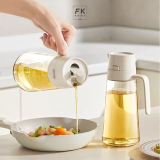 Chai đựng dầu ăn thủy tinh thông minh FEEKA cao cấp nắp tự đóng mở, bình đựng dầu ăn thủy tinh 600ml
