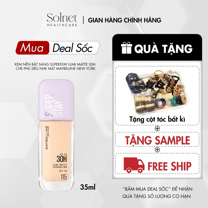 _Kem nền bắt sáng Maybelline Superstay Lumi Matte 30H che phủ siêu nhẹ mặt Maybelline New York 35ml