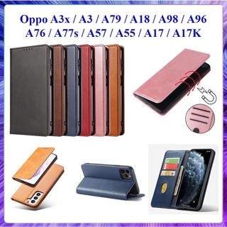 Bao da Oppo A5x, A5i Pro, A5 Pro, A3x, A3, A79 5G, A18, A98 5G, A96, A76, A77s, A57, A55, A17, A17K nắp gập nam châm