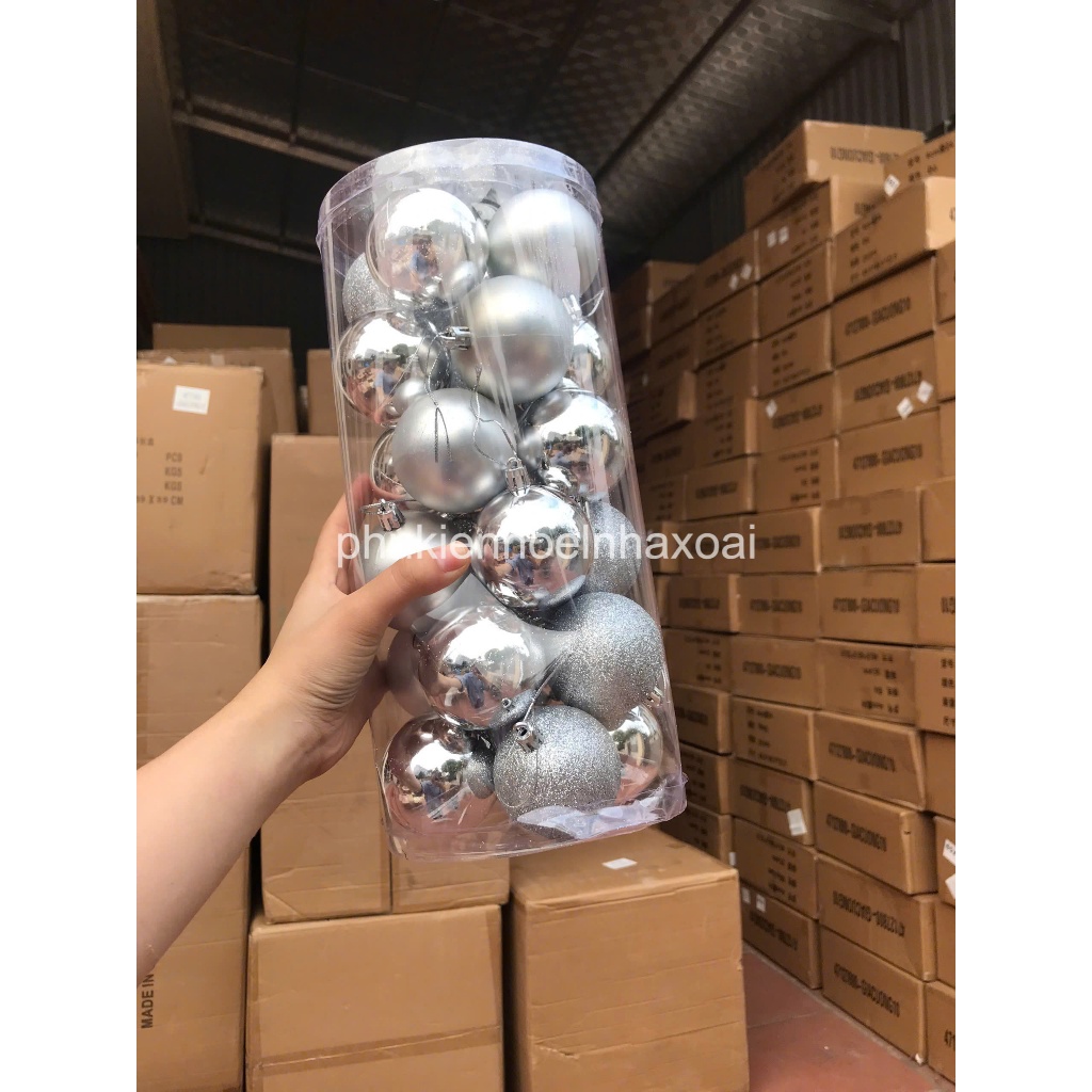 Quả châu, hộp châu trang trí noel 24 trái/hộp đủ kích thước 3cm, 4cm, 6cm, 8cm hot nhất Noel 2024