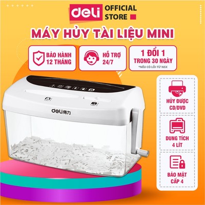 Máy Hủy Tài Liệu Mini Deli - Chính Hãng Nhỏ Gọn, Dễ Dàng Sử Dụng Phù Hợp Cho Văn Phòng, Doanh Nghiệp