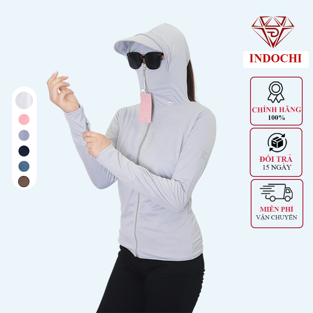 Áo Chống Nắng Nữ 2 Lớp Vành Mũ Lưỡi Trai Tháo Rời Chất Vải Thun Lạnh Nhật Thoáng Mát