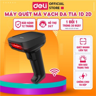 Máy Quét Mã Vạch 1D 2D DELI - Kết Nối Không Dây, Quét Mã Vạch Đa Tia - Máy Bắn Mã Vạch Sản Phẩm