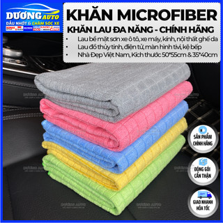 Khăn lau xe ô tô Microfiber đa năng lau kính, mặt sơn và nội thất xe, siêu thấm hút không bụi vải, không trầy xước