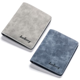 Ví nam baellerry da lộn nhỏ gọn cao cấp, Bóp nam đựng thẻ và card da thật mini 2 Kiểu Dáng Dáng Ngang Dáng Đứng